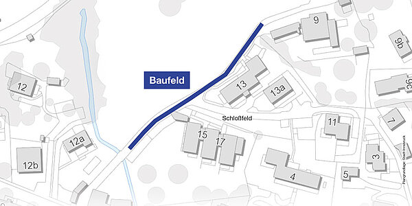 Arbeiten für den Kanal im Bereich Schloßfeld